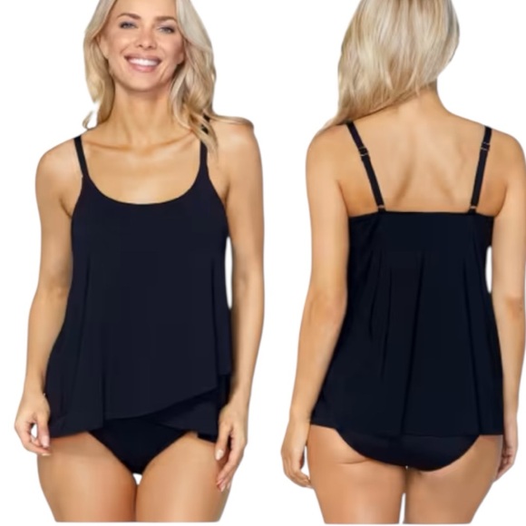 Leilani Black 2 Piece Tankini Swim Set NWT - Picture 1 of 12